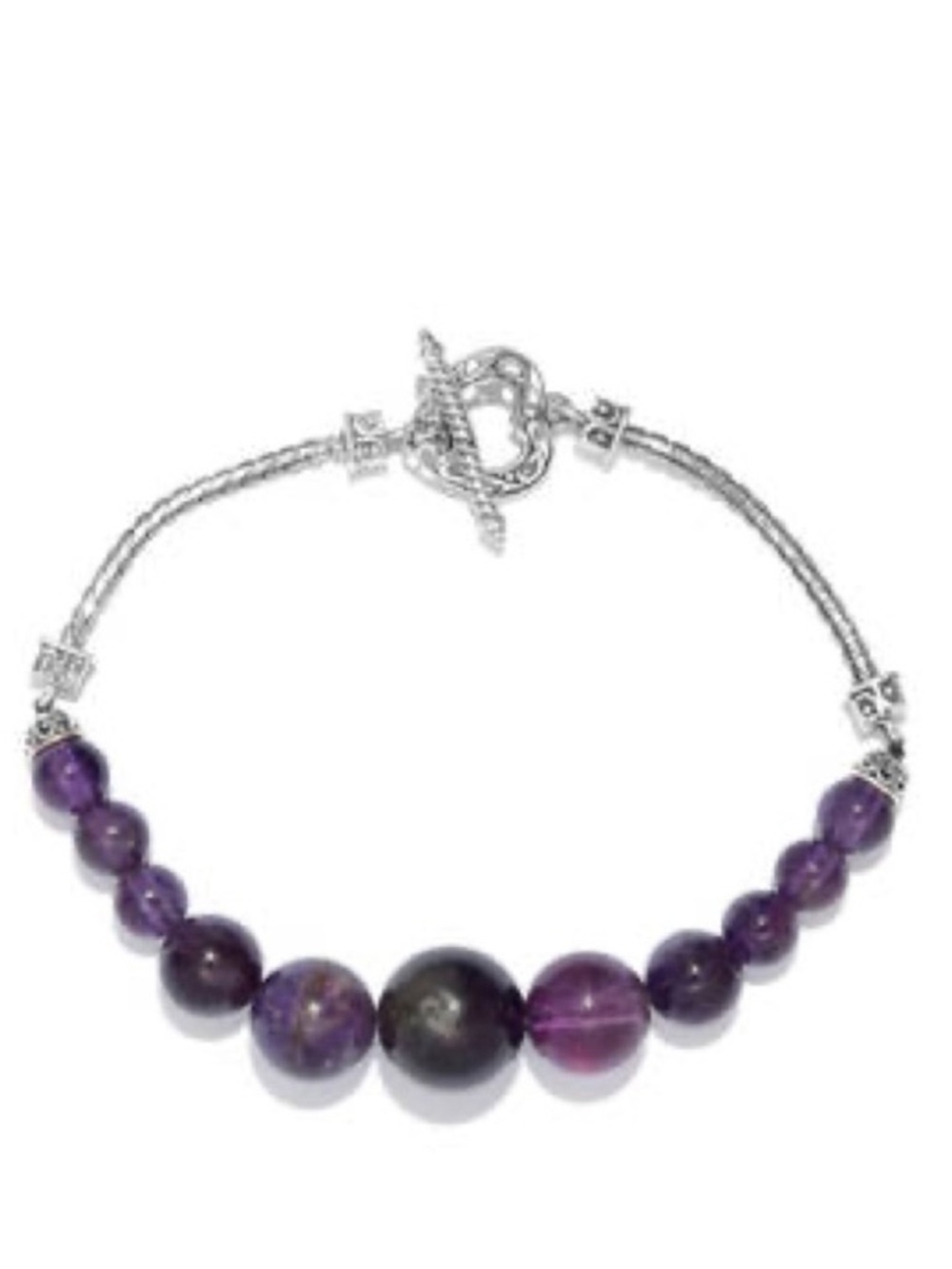 Amethyst Bracelet with Toggle Clasp in Sterling Silver